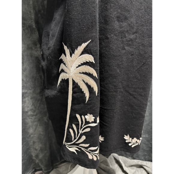 NWT Calypso St. Barth Black Linen-Blend Sundress Palm Trees Size M Sun Fun! - Picture 4 of 10